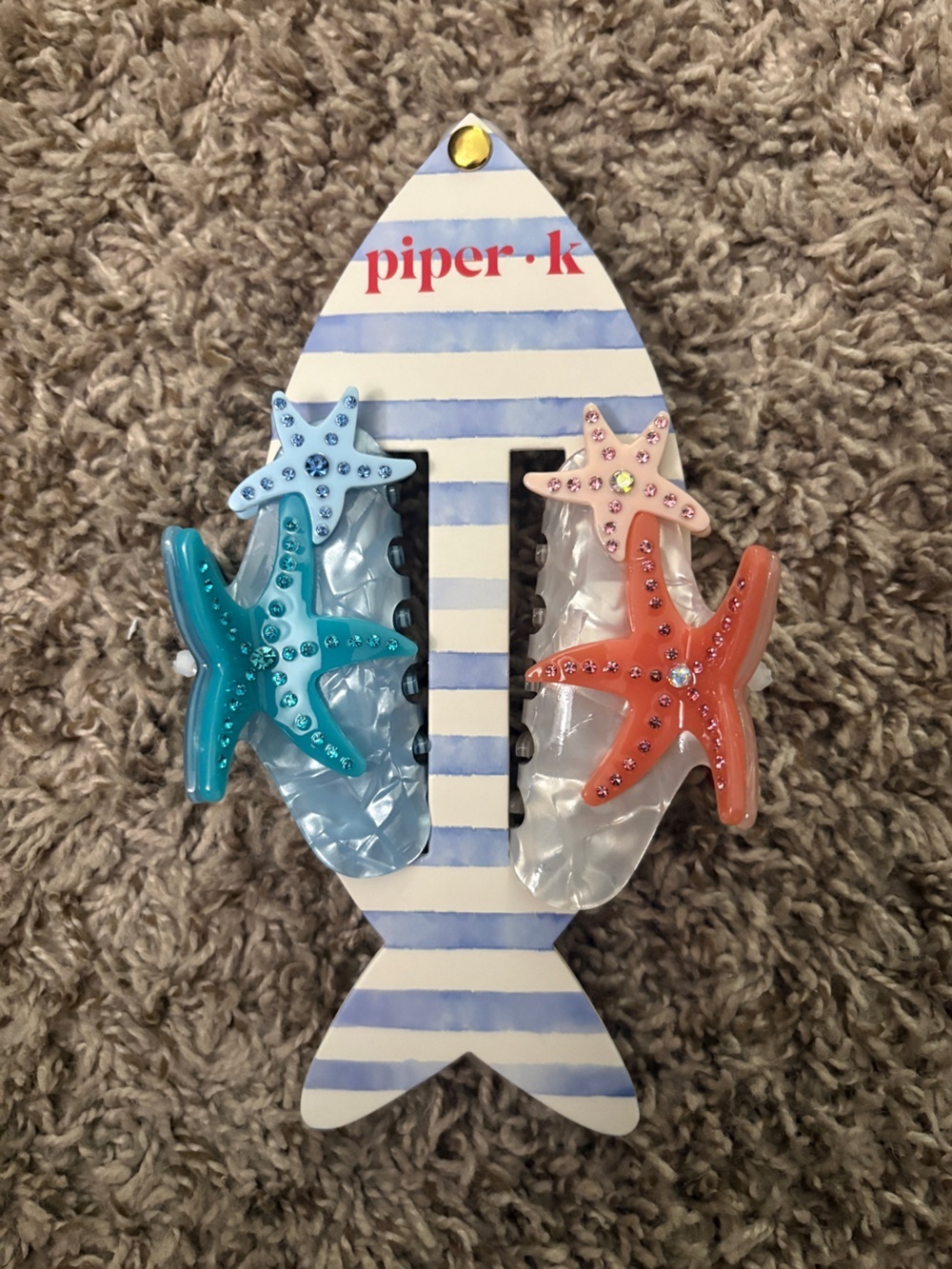 piper.k Kids Starfish Hair Clips - Blue, Teal & Coral